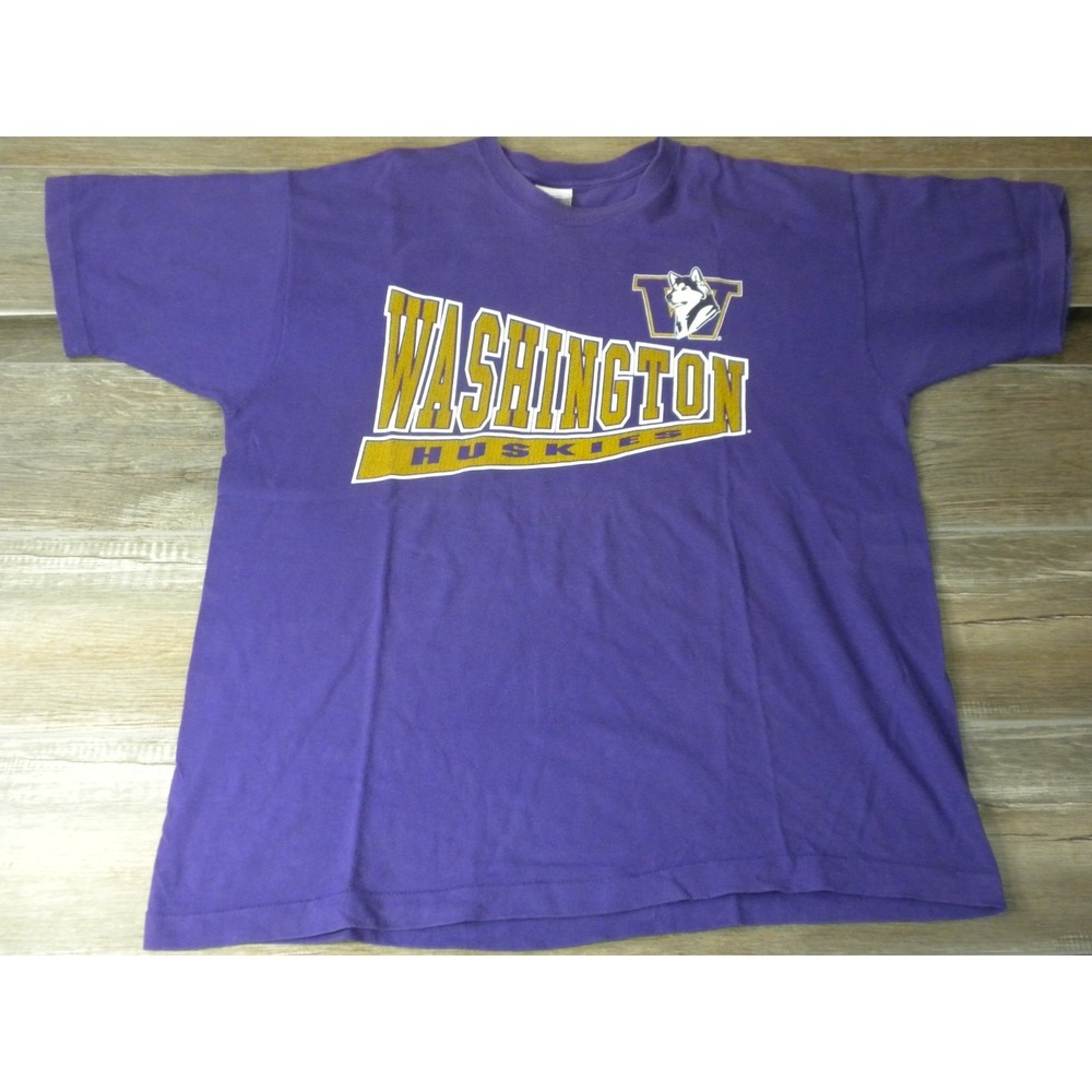 Vintage Washington Huskies T-shirt Mens XL Purple Single Stitch USA Dawgs‎ UDUB
